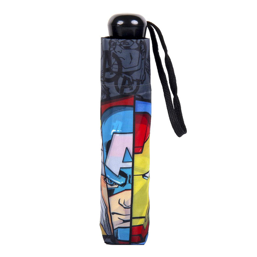 Black-Multicoloured - Back - Avengers Logo Folding Umbrella