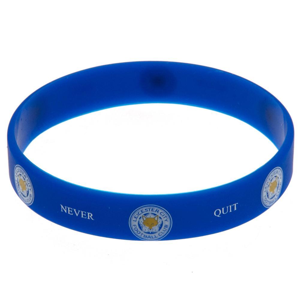 Blue - Front - Leicester City FC Official Foxes Never Quit Silicone Wristband