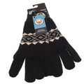 Black-White - Side - Manchester City FC Fairisle Adults Unisex Knitted Gloves