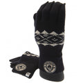 Black-White - Front - Manchester City FC Fairisle Adults Unisex Knitted Gloves