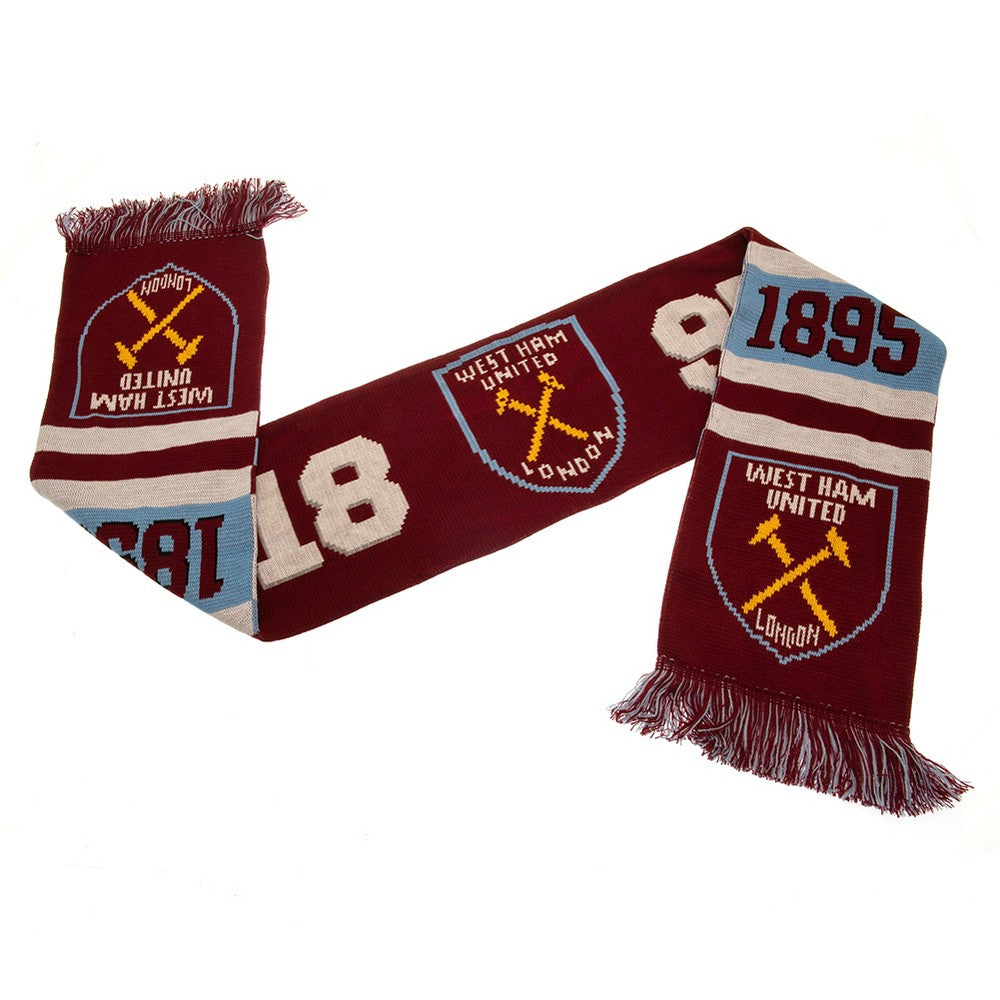 Claret Red-Sky Blue-White - Side - West Ham United FC 1895 Scarf