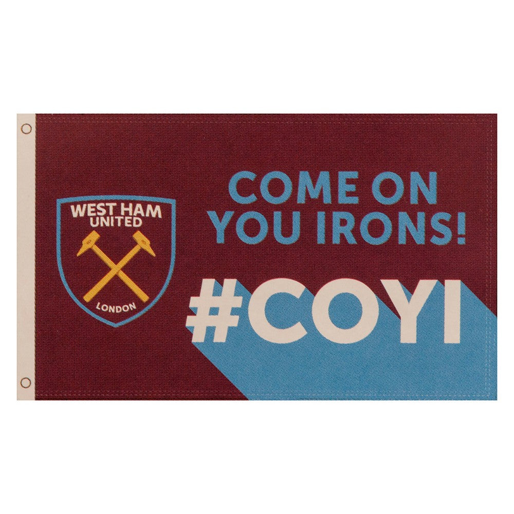 Claret Red-Sky Blue - Back - West Ham United FC Slogan Flag