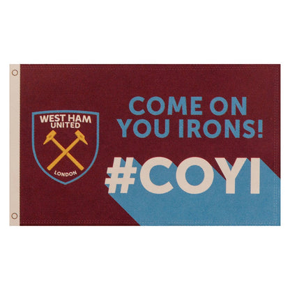 Claret Red-Sky Blue - Back - West Ham United FC Slogan Flag