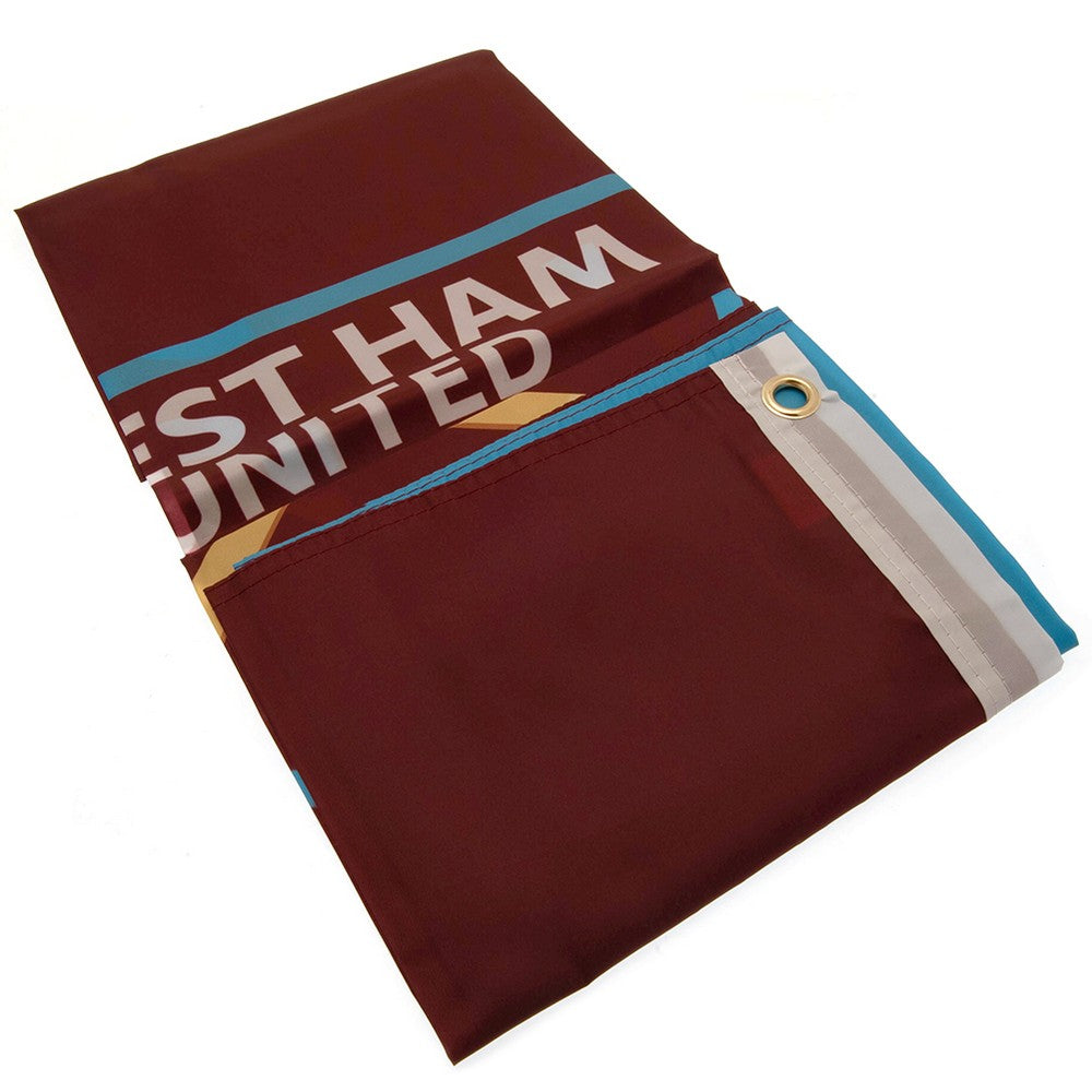 Claret Red-Sky Blue - Side - West Ham United FC Slogan Flag