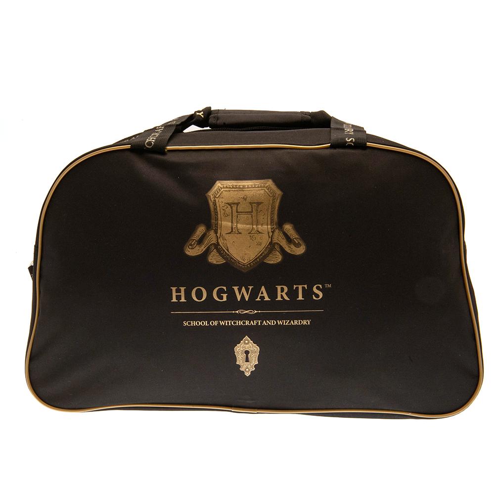 Black-Gold - Front - Harry Potter Hogwarts Crest Holdall