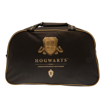 Black-Gold - Front - Harry Potter Hogwarts Crest Holdall