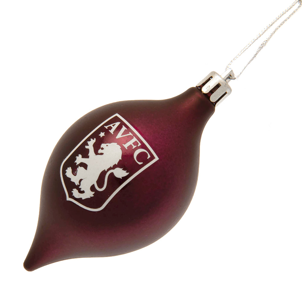 Claret Red-Blue - Side - Aston Villa FC Vintage Christmas Bauble (Pack of 3)