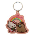 Pink-Brown-White - Front - Hello Kitty Pusheen PVC Keyring