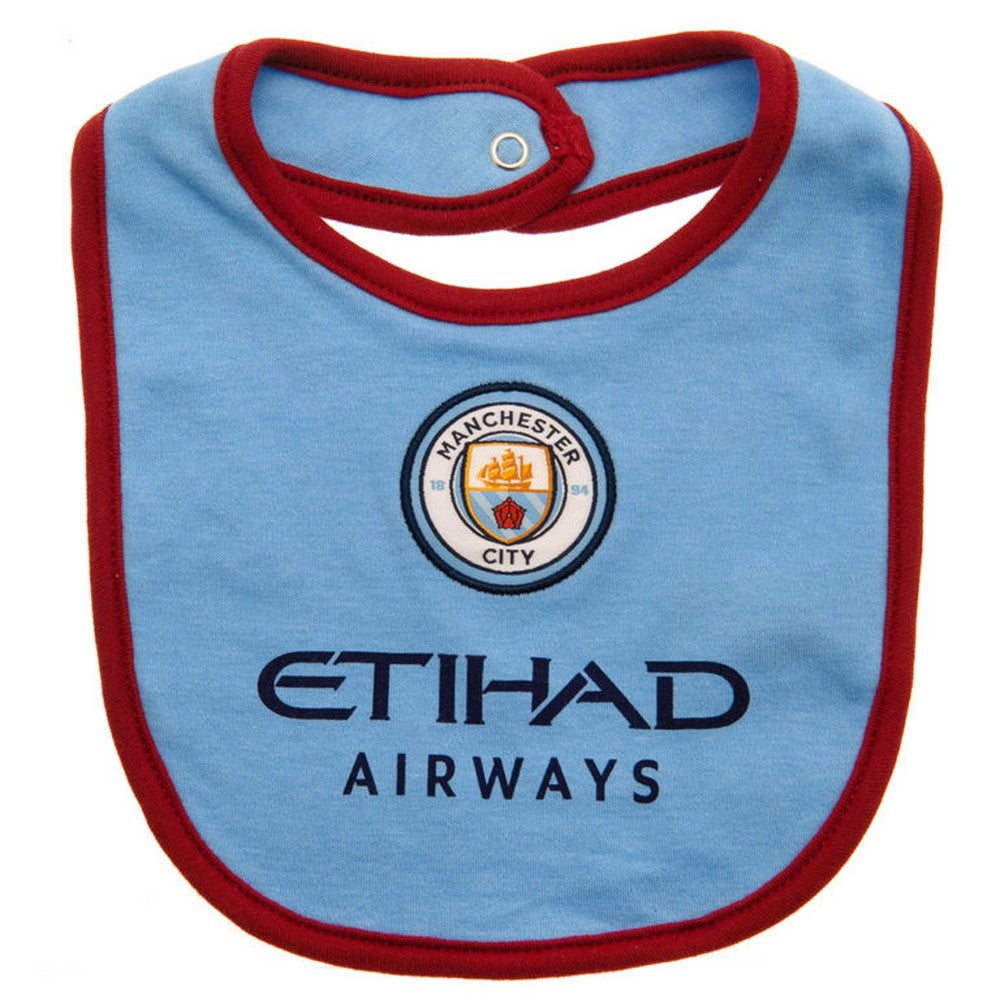 Sky Blue-Red-Black - Back - Manchester City FC Baby Bibs (Pack of 2)