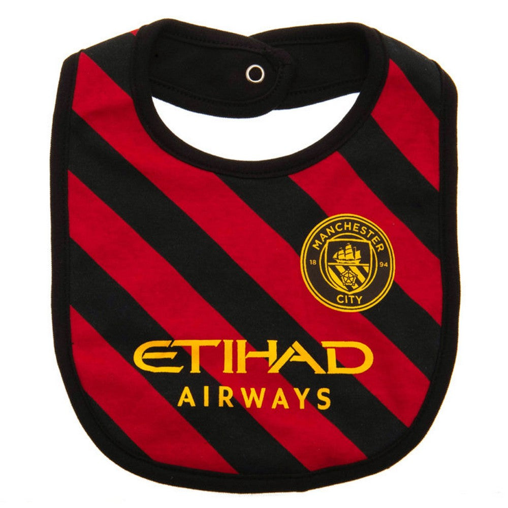 Sky Blue-Red-Black - Side - Manchester City FC Baby Bibs (Pack of 2)