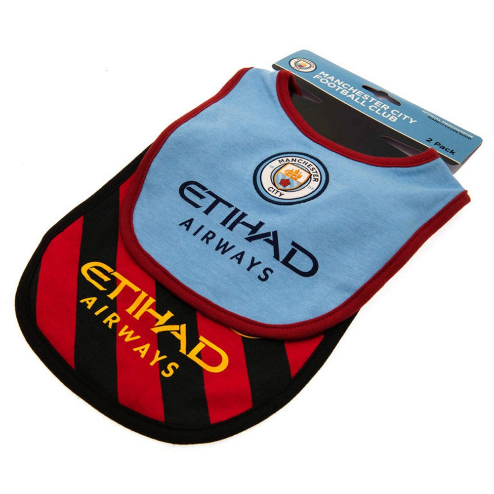 Sky Blue-Red-Black - Lifestyle - Manchester City FC Baby Bibs (Pack of 2)