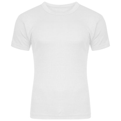 White - Front - FLOSO Mens Thermal Underwear Short Sleeve T-Shirt Vest Top (Standard Range)
