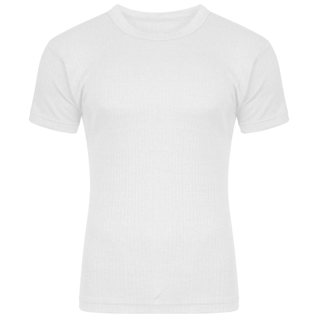 White - Front - FLOSO Mens Thermal Underwear Short Sleeve T-Shirt Vest Top (Standard Range)