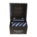 Navy Stripe - Back - Pierre Roche Mens Tie, Handkerchief And Cufflink Set