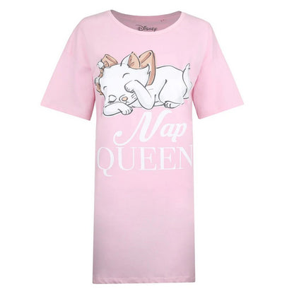 Light Pink-White - Front - The Aristocats Womens-Ladies Nap Queen Nightie