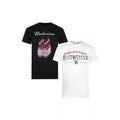 Black-White - Front - Budweiser Mens Six Pack T-Shirt (Pack of 2)