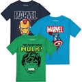 Multicoloured - Front - Marvel Avengers Boys Characters T-Shirt (Pack Of 3)