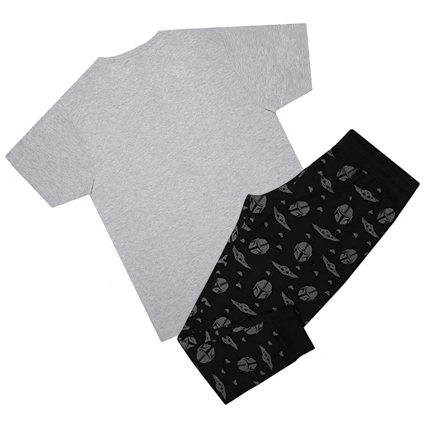 Grey-Black - Back - Star Wars: The Mandalorian Mens Armour Pyjama Set