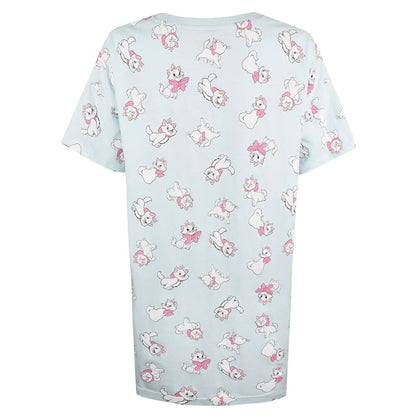 Baby Blue-Pink-White - Back - The Aristocats Womens-Ladies Marie All-Over Print Pyjama Top