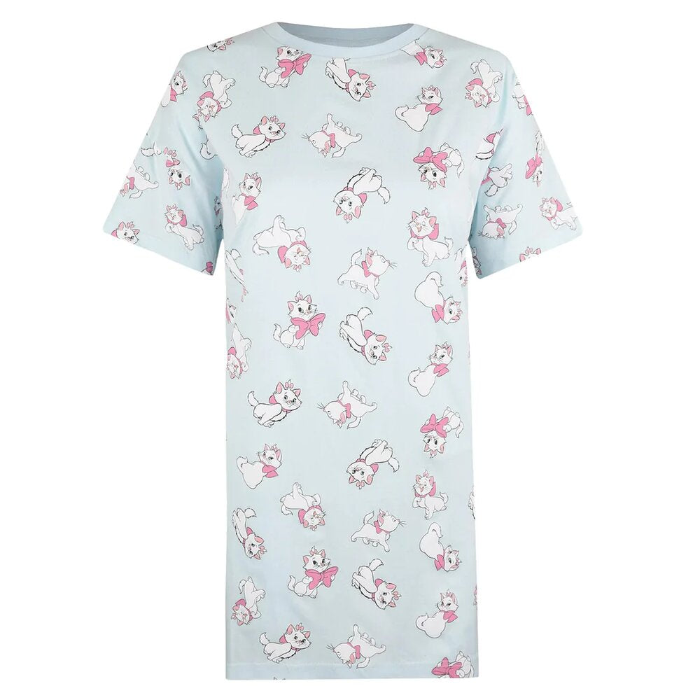 Baby Blue-Pink-White - Front - The Aristocats Womens-Ladies Marie All-Over Print Pyjama Top