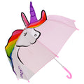 Pink - Front - Drizzles Childrens-Kids Unicorn Shaped Umbrella