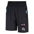 Black - Front - England Rugby Childrens-Kids 22-23 Woven Umbro Shorts