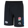 Black-Bachelor Button-Ensign Blue - Front - England Rugby Childrens-Kids 22-23 Umbro Gym Shorts