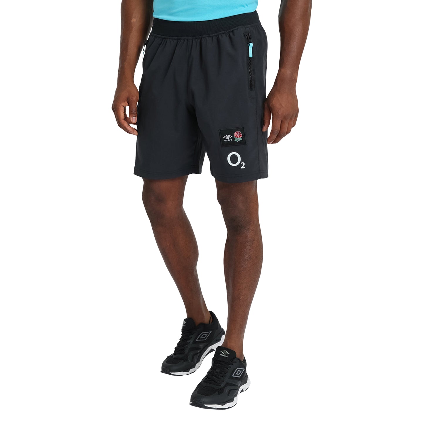 Black - Side - England Rugby Mens 22-23 Woven Umbro Shorts