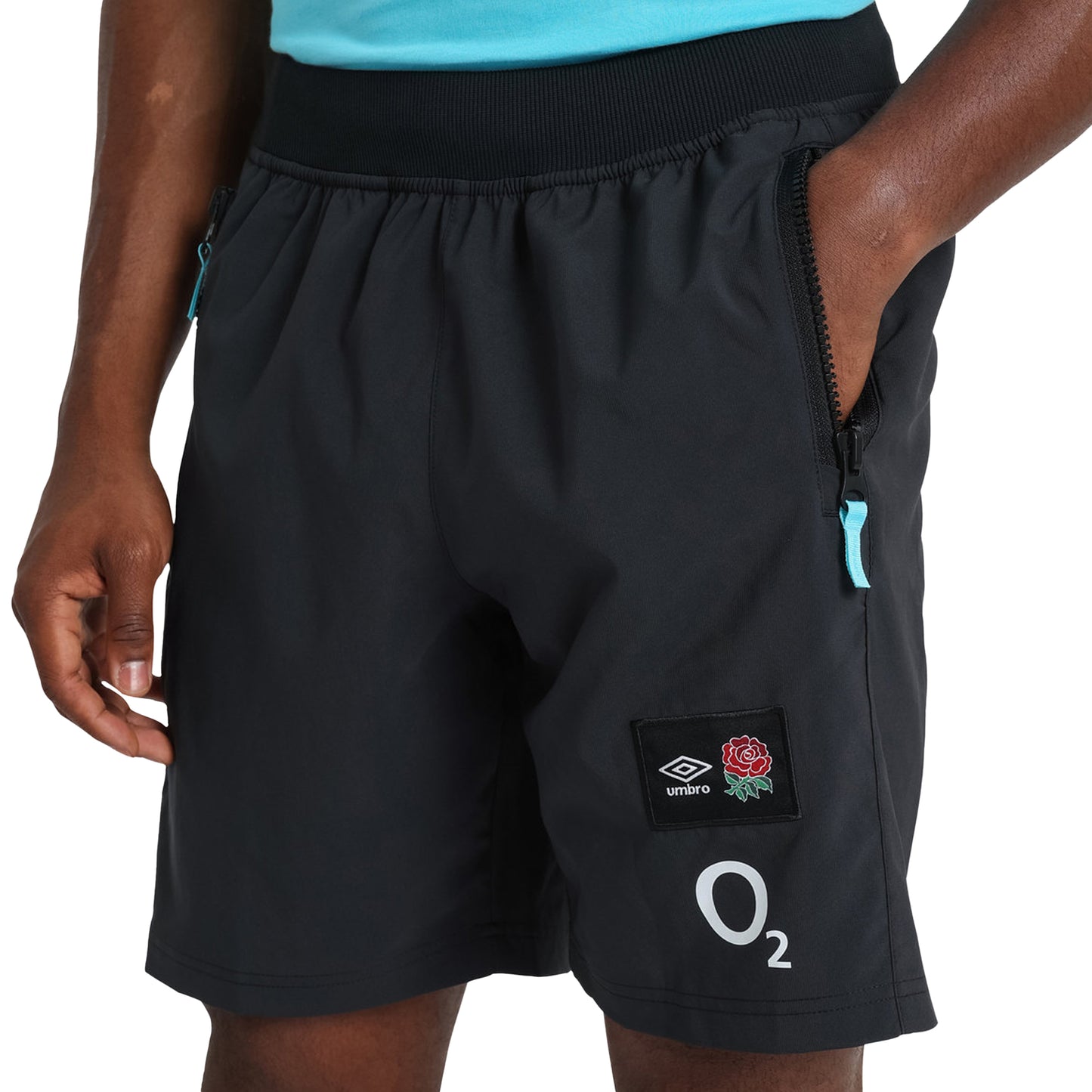 Black - Pack Shot - England Rugby Mens 22-23 Woven Umbro Shorts