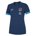 Ensign Blue-Bachelor Button-Black - Front - England Rugby Womens-Ladies 22-23 Presentation Umbro T-Shirt