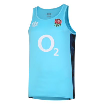 Bachelor Button-Ensign Blue-Black - Front - England Rugby Mens 22-23 Umbro Vest Top