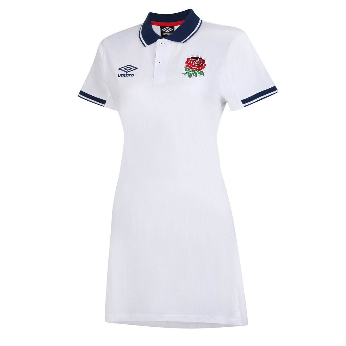 White-Navy - Front - England Rugby Womens-Ladies Classic Umbro Polo Shirt Dress