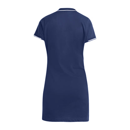 Navy-White - Back - England Rugby Womens-Ladies Classic Umbro Polo Shirt Dress
