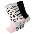 White-Grey-Black - Front - Honesty Womens-Ladies Cotton Rich Animal Print Socks (Pack Of 3)