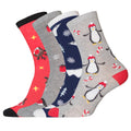 Multi - Front - Womens-Ladies Christmas Socks (Pack Of 4)