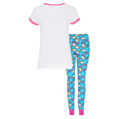 White-Blue - Back - Disney Womens-Ladies Snow White 100% Sleepy Pyjama Set