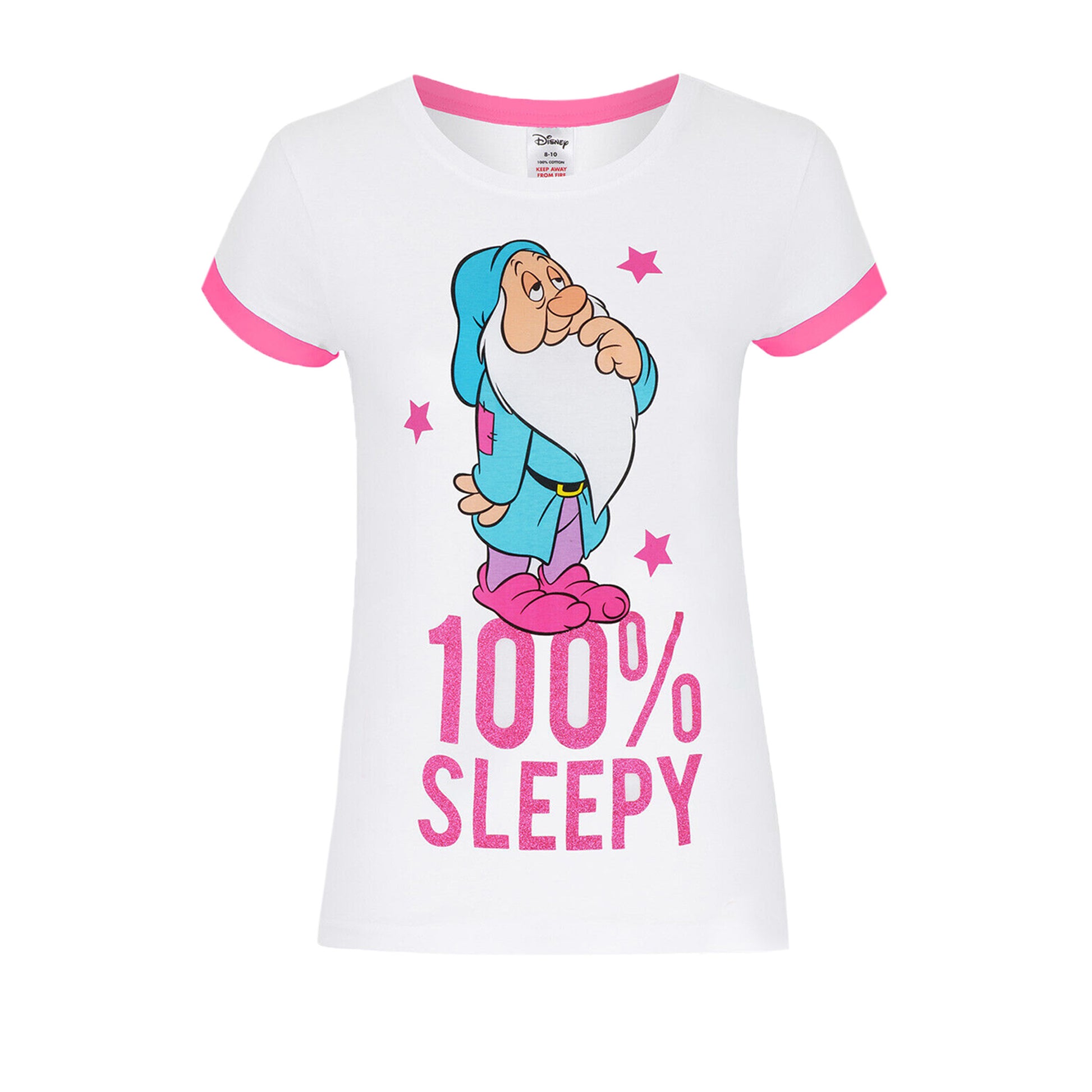 White-Blue - Side - Disney Womens-Ladies Snow White 100% Sleepy Pyjama Set