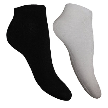 Black - Back - Panda Stick Womens-Ladies Bamboo Trainer Liner Socks (Pack Of 3)