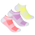 Coral-Purple-Yellow - Front - Redtag Active Womens-Ladies Trainer Socks (3 Pairs)