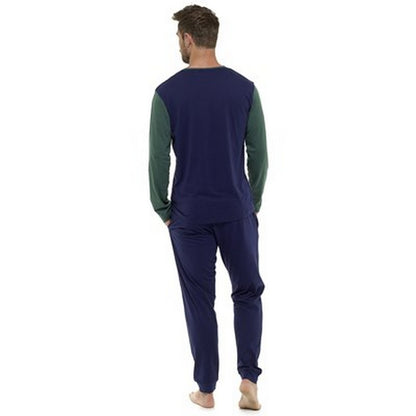 Navy - Back - Foxbury Mens Contrast Lounge Set
