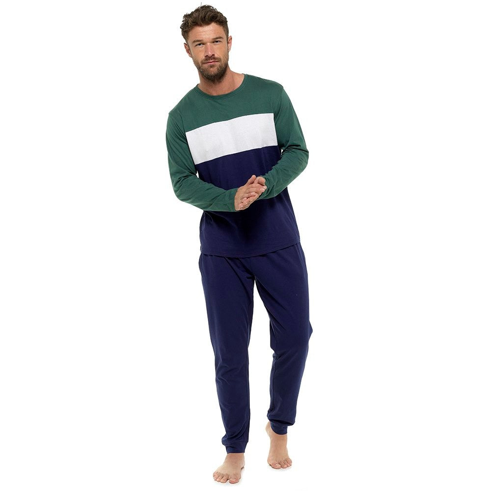 Navy - Front - Foxbury Mens Contrast Lounge Set