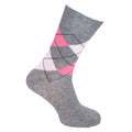 Black-Purple-Grey-Pink - Back - Cottonique Womens-Ladies Comfort Fit Argyle Socks (6 Pairs)