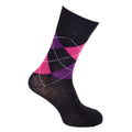 Black-Purple-Grey-Pink - Lifestyle - Cottonique Womens-Ladies Comfort Fit Argyle Socks (6 Pairs)
