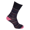 Black-Multicolour - Pack Shot - Cottonique Womens-Ladies Comfort Fit Striped Socks (6 Pairs)