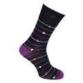 Black-Multicolour - Close up - Cottonique Womens-Ladies Comfort Fit Striped Socks (6 Pairs)