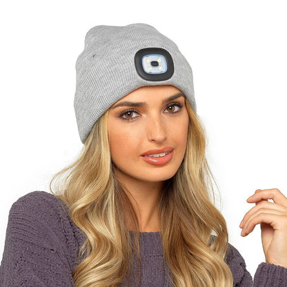 Grey - Back - Storm Ridge Womens-Ladies LED Beanie