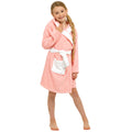 Pink - Front - Girls Bunny Hooded Towelling Robe