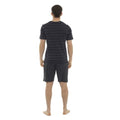 Charcoal - Back - Tom Franks Mens Jersey Striped Short Pyjama Set