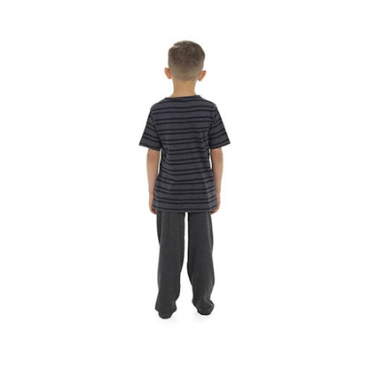 Grey - Back - Tom Franks Boys Jersey Striped Pyjamas