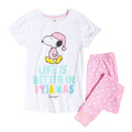 White-Pink - Front - Peanuts Womens Snoopy Life Short-Sleeved Pyjamas